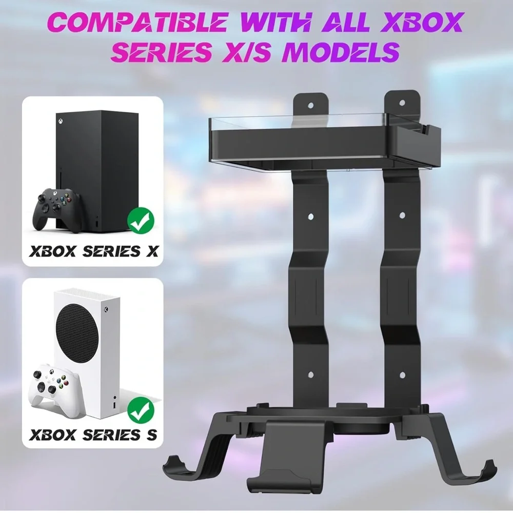 Wall Mount for Xbox Series X/S-Wall Mount Kit with 2 Controller Holder